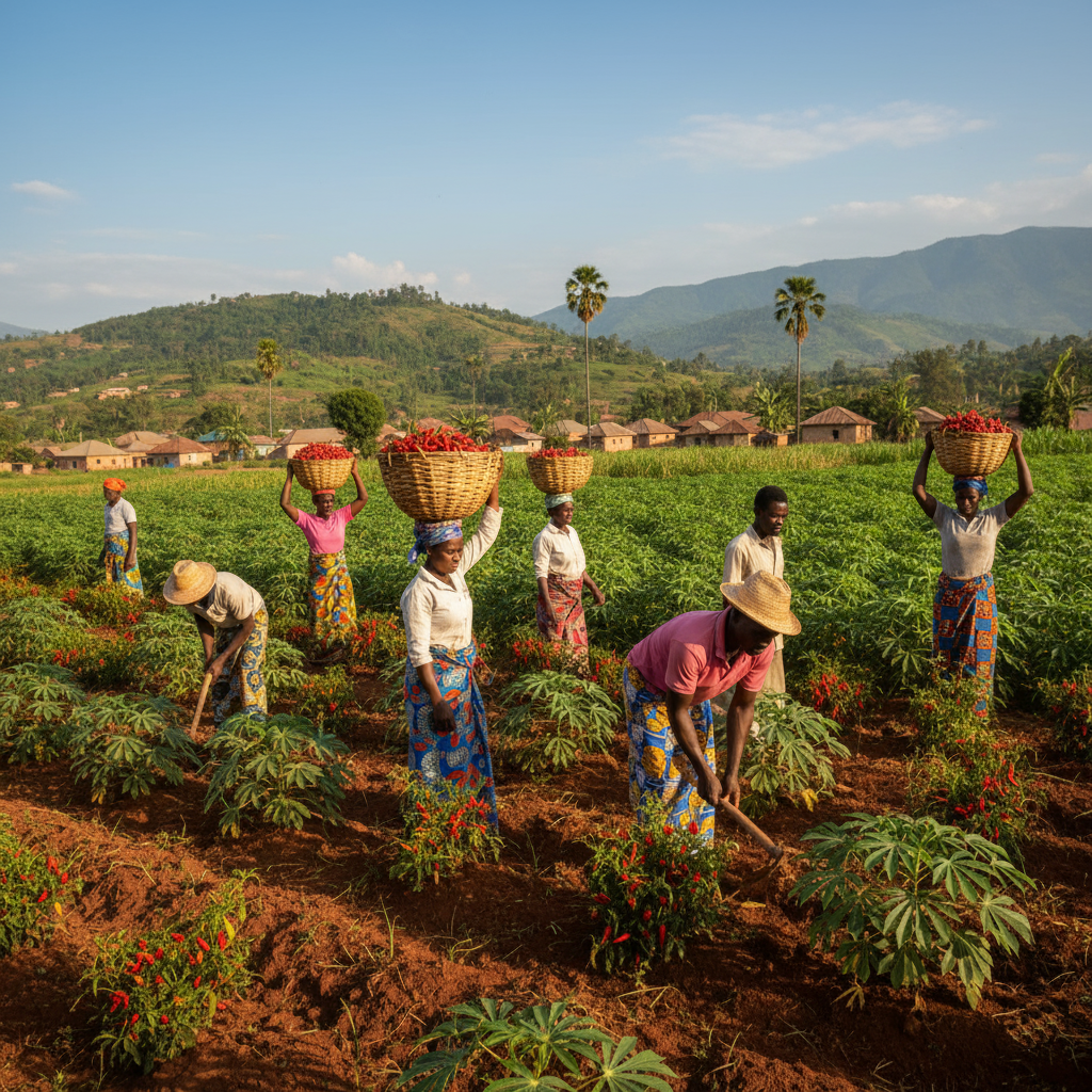 Farmers working in an agricultural field.