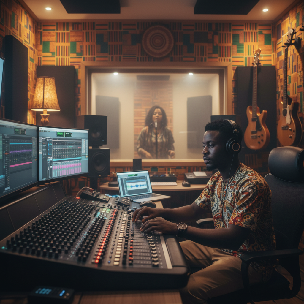 A music production studio.